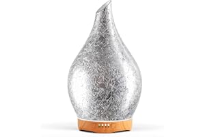 Porseme Diffusore di aromi, in vetro soffiato a mano, 280 ml, umidificatore ad ultrasuoni, silenzioso, 7 LED che cambiano colore, ultime 7 ore, umidificatore per ambienti con timer, yoga, SPA