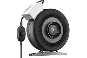 VIVOSUN Rohrventilator 100mm Abluftventilator 345m³h Rohrlüfter mit Variabler Drehzahlregler für Growzelt Belüftung Pflanzenzelt Indoor Garten Lüftungsventilator Z4 Schwarz