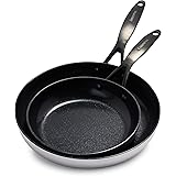 GreenPan Venice Pro Noir 20cm & 26cm Bratpfannen-Set, 3-lagiger Edelstahl, gesunde Keramik-Antihaftbeschichtung, Mattschwarze