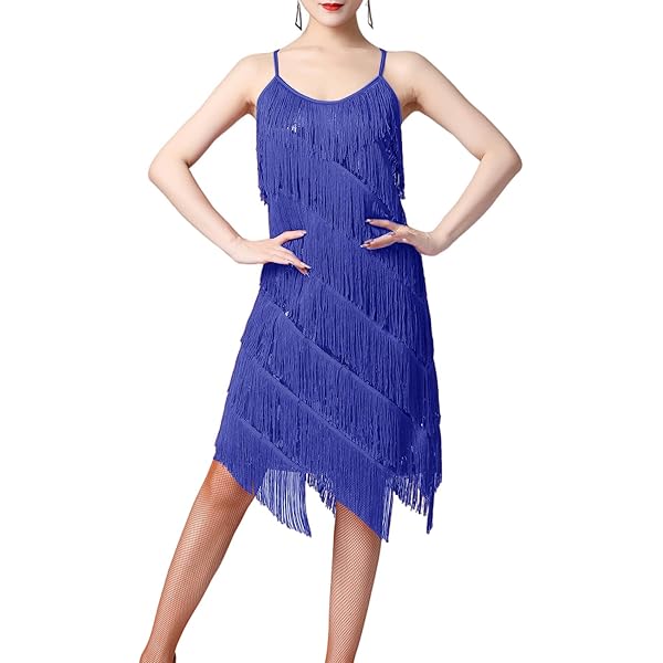 Alvivi Damen Tanzkleid Mit Pailletten - Glänzendes Kleid Für Latein & Partys