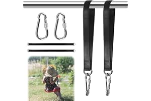 TEASTEAM 2 Pièces Sangle Hamac Temporaire 50 cm, Charge Max 400 kg Mousqueton D-Ring pour Balançoire Jardin Siège Suspendu 50 cm x 25 mm