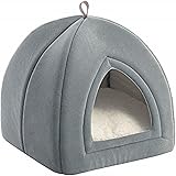 Bedsure Katzenhöhle Katzenbett mit Super Weichem Flauschigem Sherpa Innerkissen (Abwaschbar) L35cm x B35cm x H38cm…