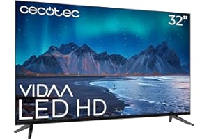 Cecotec Smart TV, Televisor LED de 32 Pulgadas Resolución HD A5 Series ALH50032. Smart TV VIDAA, Sistema Dolby Audio, WiFi Integrado, Salida de Auriculares, Chromecast, 3 HDMI y 2 USB