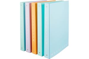 Pigna, Raccoglitore con anelli f.to A4 MONOCROMO Pastel, raccoglitori con anelli, colori Pastello, organizzazione Documenti, Formato 27x32 cm., 5 pezzi