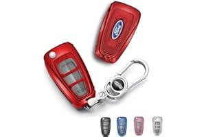 RYE Car Key Protective Cover for Ford,TPU Car Key Case with Fob, fit to Ford Fiesta/Focus/Kuga/Mondeo etc- Red