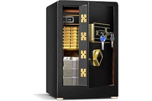 GIANTEX 42,5L Elektronik Safe Tresor 38x35,5x59cm| Zahlenschloss & 2 Notschlüssel | eingebauter abschließbarer Box | Elektr. Tresor sensiblem Alarmsystem | Feuerfest | Möbeltresor Wandtresor Schwarz