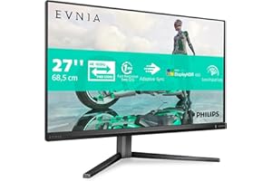 Philips Evnia 27M2N3800A - Monitor para Juegos Ultra HD de 27 Pulgadas, 160 Hz, 0,5 ms MPRT, HDR400, compatibilidad con G-Sync (2 HDMI 2.1, 1 DisplayPort 1.4, concentrador USB), Color Negro y Gris