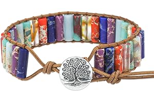 JUZICHEN Bracelet Pierre Naturelle Femme, 16-25cm Bracelet Perles Yoga Femme, Bracelet Arbre De Vie, Bracelet Pierre Naturelle Lithotherapie,Bracelet Porte Bonheur Femme,Bijoux Cadeau Femme Fille