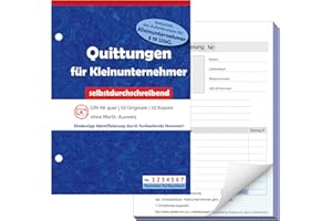 Nezyo A6 Quittungsblock mit Durchschlag Durchschreibende Quittungsblock für Kleinunternehmer 2 x 50 Blatt Gelocht für Kleinunternehmer Vereine Selbständige(1 Stück)