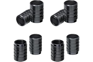 YUVA Tyre Valve Dust Caps, Black, 8 pcs/Pack, Anodized Aluminum Tyre Dust Cap Set, Corrosion Resistant, Universal Tyre Valve Stem Covers for Cars Trucks Motorcycles SUVs and Bikes