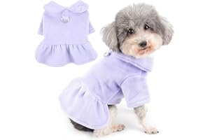 Zunea Vestidos de invierno para perros pequeños, suave, cálido, vestido de princesa con anillo en D, bonita falda para clima frío, suéter para mascotas, ropa para chihuahua, perrito, morado, talla S