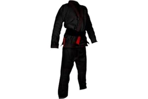ROX Fit BJJ Gi Suits for Competition Brazilian Jiu Jitsu Gi Suit - Black with Red Stitching, A0, A1, A2, A3, A4, A5, A6