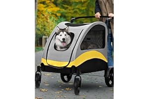 BingoPaw Extra Large Dog Buggy, Portable Dog Stroller 4 Wheels for Large Dogs Pet Cat Travel Carriage Stroller Breathable Carrier Upload to 55KG