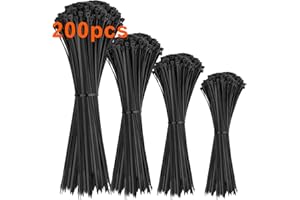 DUNSOO 200 Pezzi Fascette Plastica,100/150/200/300 mm Fascette Elettricista,Fascette Plastica Lunghe Resistenza Alla Trazione 22 kg per Cable Management