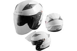A-PRO SRL Demi Jet Casque Visière Pare Soleil ECE 22 Approuvé Moto Scooter A-Pro Kinetic Blanc L