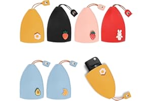 BTRONSN 6 Pcs Pull Out Key Case,Cartoon PU Leathe Key Holde Pouch,Pull Out Car Key Case,Creative Large Capacity Key Sleeve,Handmade Car Key Pouch Wallets for Men Women