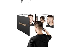 JUSRON 3 Way Mirror for Self Hair Cutting, 360° Barber Trifold Mirrors- Makeup Mirror to See Back of Head, Used for Hair Coloring, Braiding, DIY Haircut Tool is Good Gift for Men/Women (Without LED)
