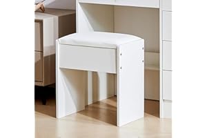 Saimeihome Dressing Table Stool, Padded Vanity Stool, White Makeup Chair for Bedroom Living Room, 36x24x40 cm