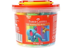 Faber-Castell Modelling Clay 500gm 10 Colors X 50gm In A Plastic Bucket, 120841, Multi Color