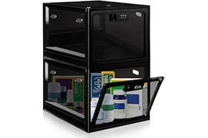 chefeggukk Medicine Lock Box with Code, 12.6L Large Lockable Storage Box for Medication, Snacks, Phone, and Electronics - BPA-Free, Clear Design with Charger Holes for Home, Office, Dorm, and Fridge
