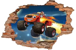 GRENRIC Blaze and The Monster Machines Art Wall Sticker per la camera dei bambini, 3D Anime Cartoon DIY autoadesivo rimovibile decalcomanie da parete sfondo Decor
