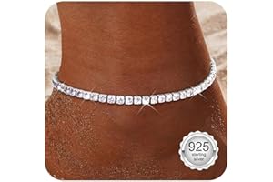 Diamday Cavigliera Donna Argento 925 Impermeabili Regolabili Caviglia Argento Sterling Braccialetto alla Caviglia in CZ/Stratificate/Collegamenti da Tennis Gioielli da Spiaggia Regalo Scatola