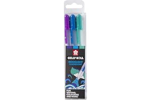 SAKURA Gelly Roll Moonlight Gel Pen Set - Ocean Colours - 3-Pack - Bright Purple, Blue, Green - Opaque Ink - Suitable for Light & Dark Paper