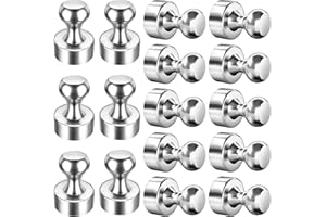 FINDMAG Strong Magnet, 16 Pack 12 x mm Silver Neodymium Magnets Push Pins, Fridge Magnets, Whiteboard Magnetic Thumb Tacks, for Fridge, Whiteboard, Photo, Map, Office, DIY