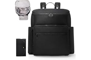 MISS FONG Baby Changing Bags Changing Backpack Neoprene Nappy Backpack,Travel Changing Bag with 16 Baby Bag 0rganizer,Foldable Changing Mat, Stroller Straps for Moms and Dads,Black