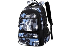 Amythe Zaino Scuola Media e Superiore per Ragazzi: Stile Casual e alla Moda per Adolescenti dai 10 Anni in su, Zainetto Porta PC Grande Nero in Nylon Impermeabile