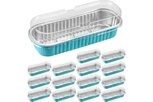 TANGHSE 50 Pcs Mini Loaf Pans with Lids, Aluminum Disposable Thickened Tinfoil Cake Boxes, 200ml Non-Stick Heat Resistant Aluminum Mini Loaf Tin, Rectangular Food Loaf Pans for Cakes, Durian, Et