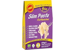 Slim Pasta - Fettucines de Konjac - 270 g - Sin Calorías ni Carbohidratos - Ideal para Dietas Keto y Low Carb - Aptos para Veganos - Elaborados con Agua Purificada, Fibra de Avena y Harina de Konjac