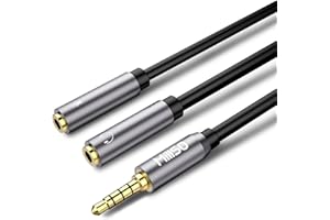 MillSO Adapter do słuchawek 3,5 mm Audio Y Splitter słuchawki mikrofon adapter (3,5 mm męski wtyk TRRS jack na 2 gniazda TRS) do PS4, Xbox One, smartfonów i laptopów szary
