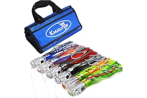 KMUCUTIE Set of 6 pcs 9 inch / 7 inch / 6.5 inch trolling Lure Marlin Tuna Dolphin Shark Big Game deep sea Fishing Lures Included Mesh Bag