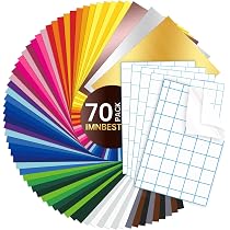 Set Pellicole Adesive In Vinile Per Plotter 70 Pezzi - 25 Colorazioni (Inclusi Metallizzati) Con 3 Fogli Di Trasferimento E Raschietto - Ideale Per Cricut, Silhouette, Fai Da Te