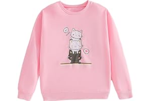 Xumplo Girls Long Sleeve Jumper Clothes Tween Girl Black Cat Sweatshirt Teen Girl Crew Neck Casual Pullover