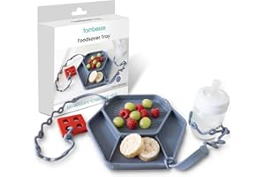 Tambeeze Silicone Baby Suction Plates for Toddler Kids Self Feeding, Stay Put Divided Feeding Weaning Plates for High Chair Tray, Safety Toy Straps, Comes with 2 Straps (Cerulean)
