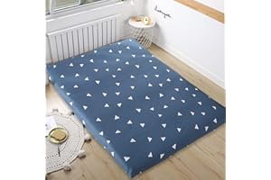GESEILAY Coprimaterasso per Materasso Futon in Cotone Matrimoniale Fodera per Materasso da Pavimento Giapponese con Cerniera Protettore Materasso da Letto Tatami (blu, 135 x 200 cm)