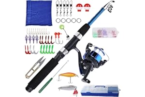 VEGOATY Angelset für Kinder, 1.5m Kinderangel Starter Set mit Angelrolle und Köder, Kohlefaser Teleskop Angelrute und Angelschnurrolle, Angel Zubehör für Kinder von 3-10 Jahren, Angel Set komplett