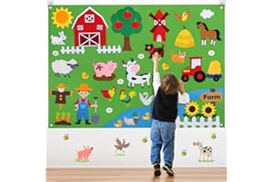 vamei Montessori Spielzeug ab 3 Jahre Lernspielzeug Kinderspielzeug Motorikspielzeug Farm Bauernhof Story Board in Filz Geburtstagsgeschenk Vorschule Spiel für Kleinkinder 3 4 5 6 Jahre