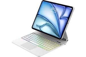 JADEMALL Magic Keyboard para iPad Air 13 Pulgadas (M3 2025, M2 2024) y iPad Pro 12.9 Pulgadas (6ª/5ª/4ª/3ª Gen), Soporte Magnético Flotante y Panel Táctil Multitáctil, Funda Teclado con Retroiluminado, Blanco