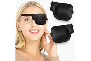 RIKEYO 2 Pcs 3D Eye Patches for Adults and Kids, Adjustable Medical Eyepatch for Right or Left Eye,One Eye Cover for Amblyopia Lazy Eye,Pirate Costume