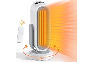 Jialexin Heizlüfter energiesparend leise,1500 Watt,2 Leistungsstufen,stufenlose Temperaturregelung,Keramik Heizelement,Thermosicherung,Heizung Heater