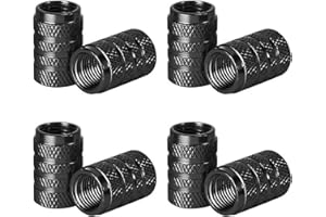 AQSQWQ 8 Pcs Tapones de válvula de aleación de Aluminio,Resistentes a la Corrosión, A Prueba de Fugas, Ajuste Universal, Tapas de Válvulas para Coche, Bicicleta, Moto(Negro)