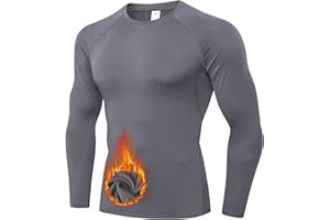 Sillictor Mens Thermal Top for Ski Hiking Cycling Fleece Lined Winter Base Layer Mens Long Sleeve Quick Dry Compression Underlayer for Football Running,Moisture Wicking Breathable Muscle Support