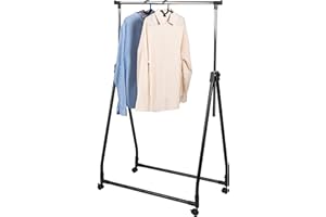 bremermann Składany drążek na ubrania, wieszak na ubrania, na kółkach, czarny