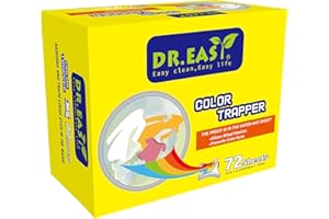 DR. EASY Feuilles de récupération de couleur non parfumées, 72 unités, texture spéciale des pores, colorant et dissolvant fluorescent, sans danger pour la sécheuse, compatible avec toutes les laveuses et HE