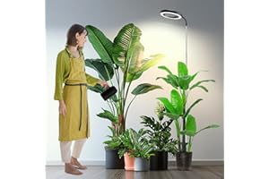 Garpsen Grow Lights for Indoor Plants, Full Spectrum 65'' Plant Light with 360° Gooseneck, 3 Colors Modes and 5 Dimmable Levels, 6/12/16H Timer, 80 LEDs Height Adjustable Grow Lamp for Large Plants
