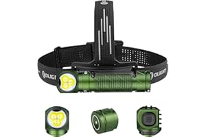 ‎OLIGHT OLIGHT Perun 3 LED Stirnlampe Wiederaufladbar, Superhell 3000 Lumen Kopflampe mit 7 Lichtmodi, Sensor und Rotlicht, Leichtgewichtig IP68 Wasserdichte Mini Headlampe für Campen, Angeln Grün