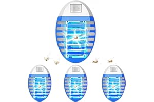 QUEATH Lampada Antizanzare Elettrica, Insetti Zanzare, Mosca, Falene, 100% Professionale ed Efficace (Pacchetto di 4), Zanzariera Elettrica con Luce, per Casa Giardino Interno Esterno Cucina Soggiorno